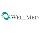A wellmed logo with a green circle on a white background.