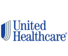 The logo for united healthcare is blue and white.