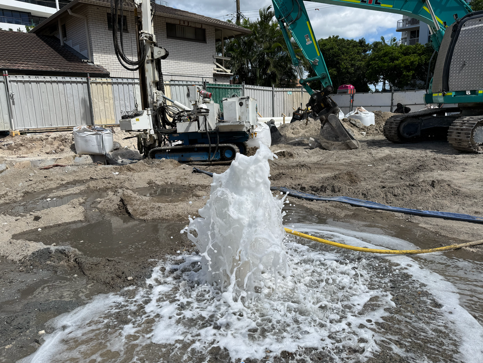 Well development and testing showing clean groundwater flow
