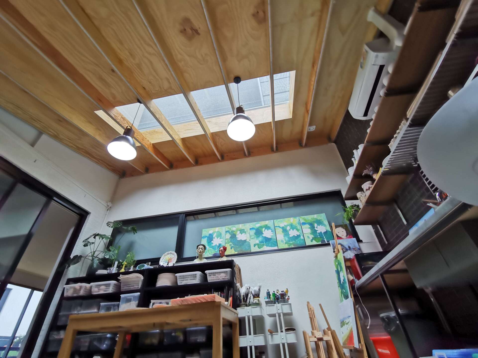 A room with a skylight