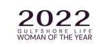 The logo for the 2022 gulfshore life woman of the year.