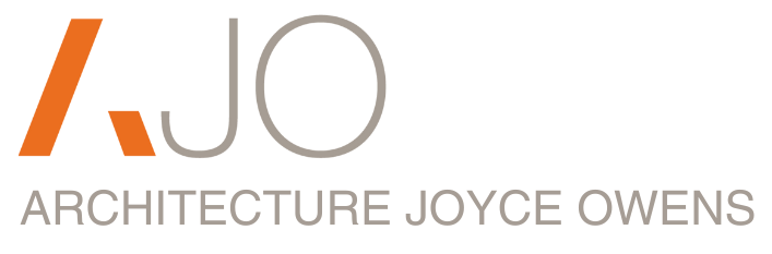 A logo for a company called architecture joyce owens