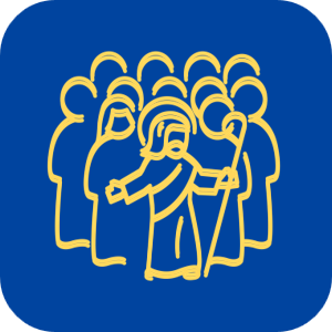 line drawing of Jesus and disciples