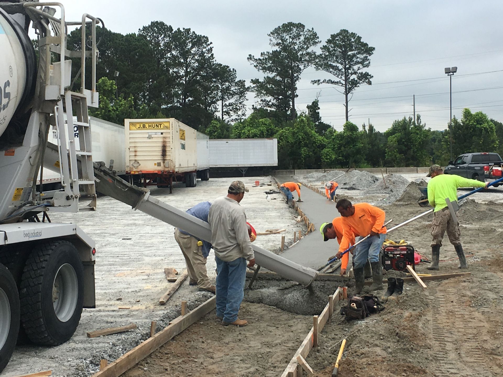pouring concrete