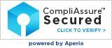 CompliAssure Secure logo with “Click to verify” and “powered by Aperia” text.