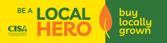 Yellow and green graphic with text 