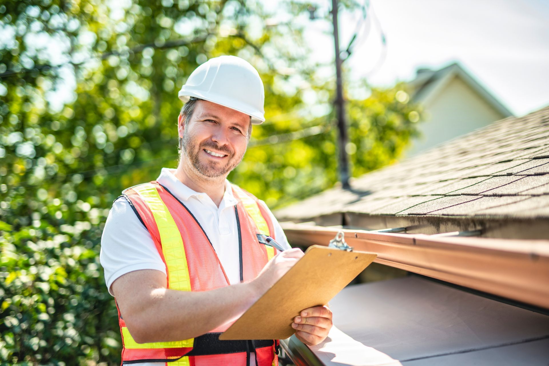 A home inspection report is sitting on a wooden table