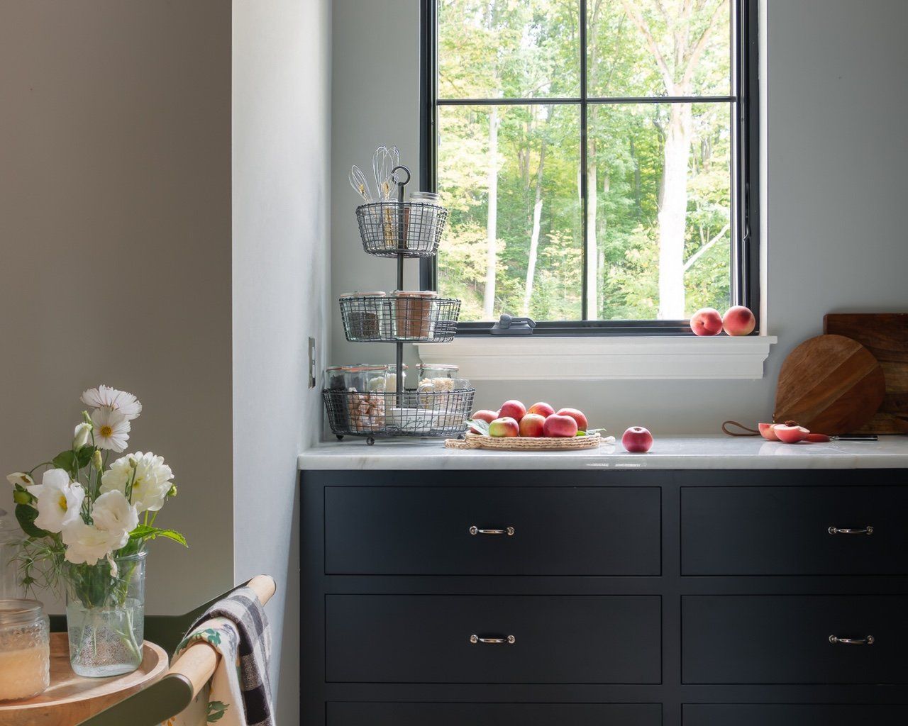 Dark cabinets in kitchen