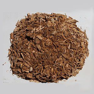 Pile of brown wood chips.
