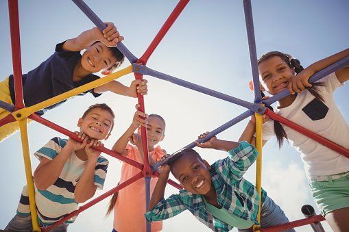 Happy Children At Dome Climber