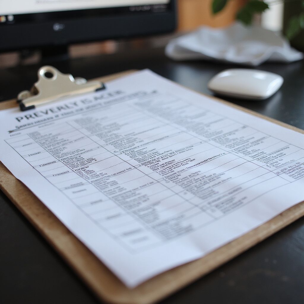 Clipboard with a list of 
