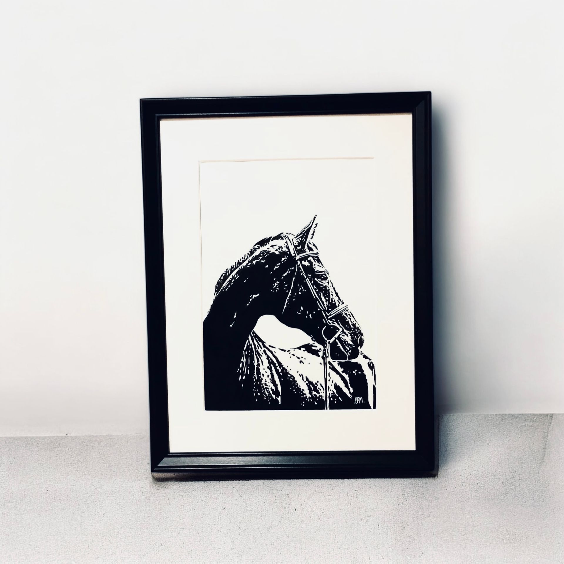 A3 Black Horse with Bridal