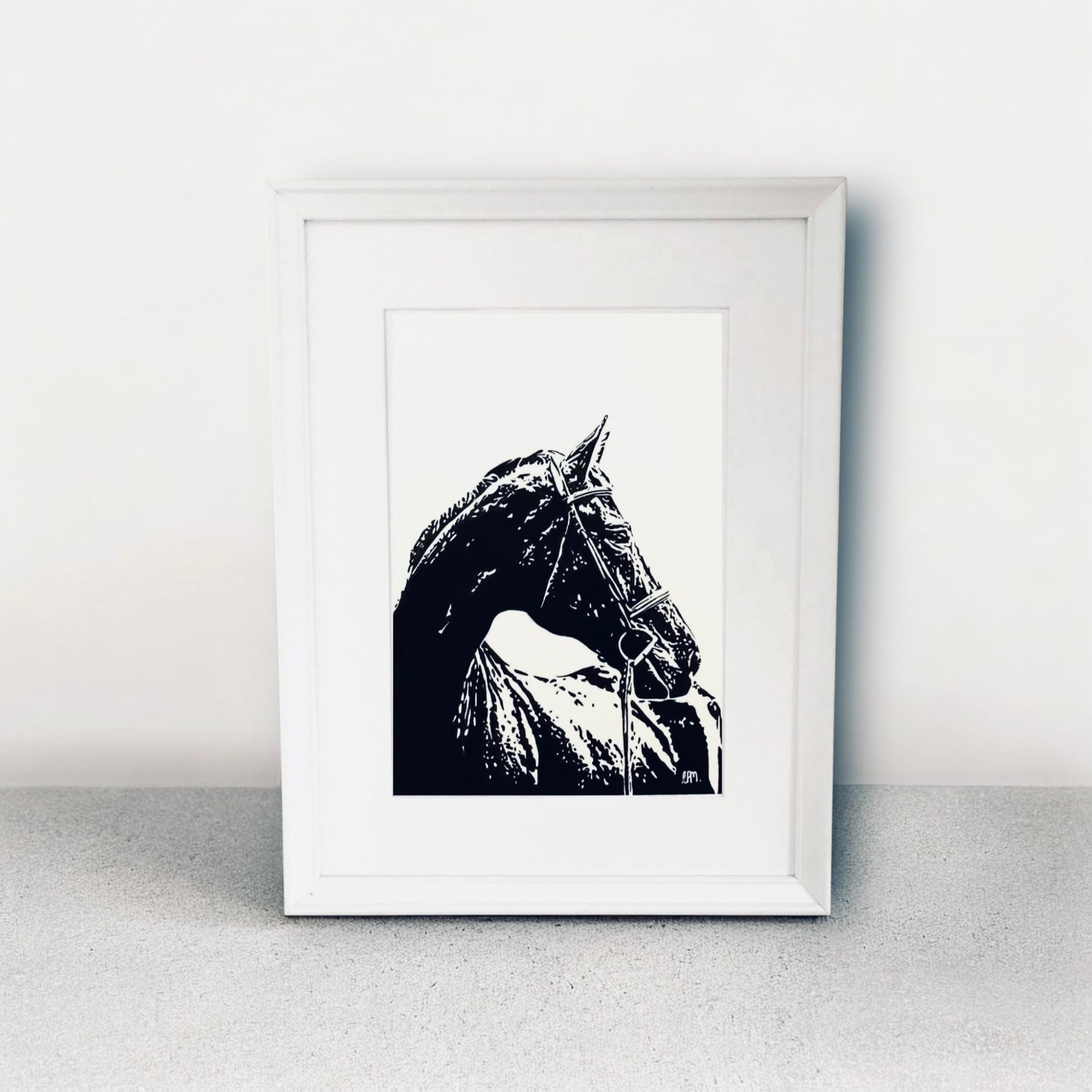 A3 Black Horse with Bridal