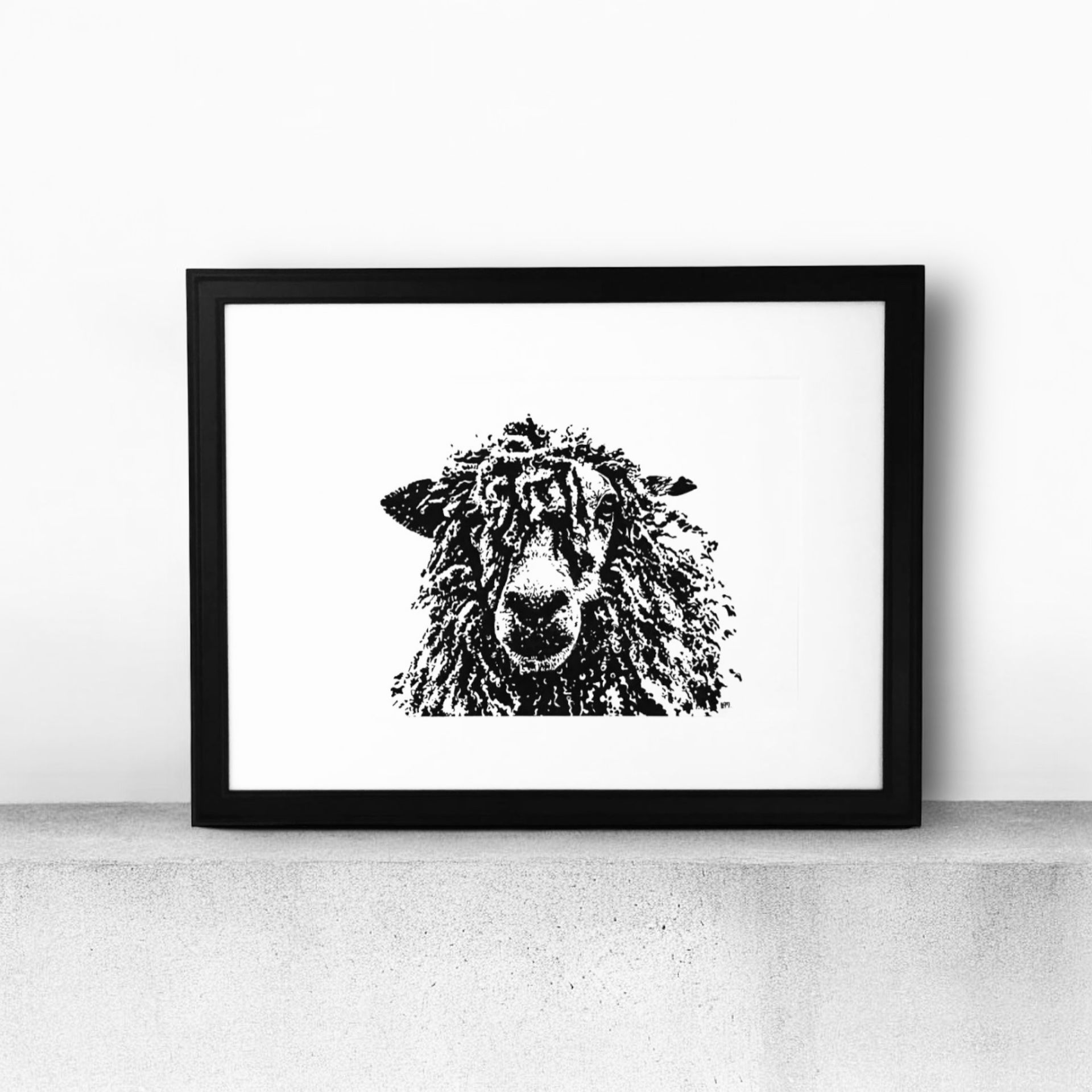 A3 Woolly Sheep Head