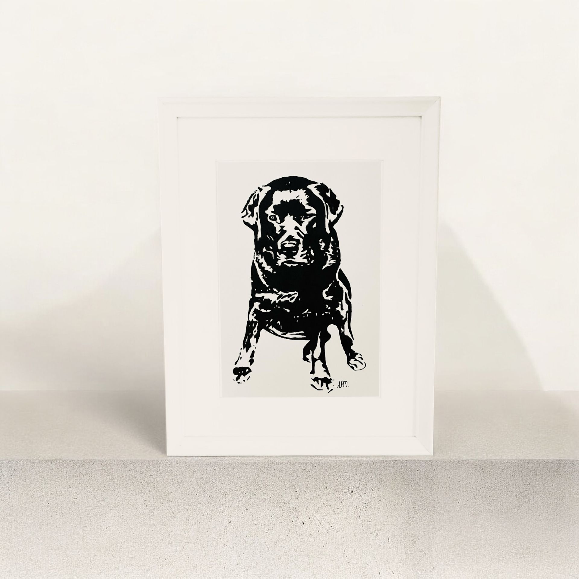 A4 Black Lab, Sitting