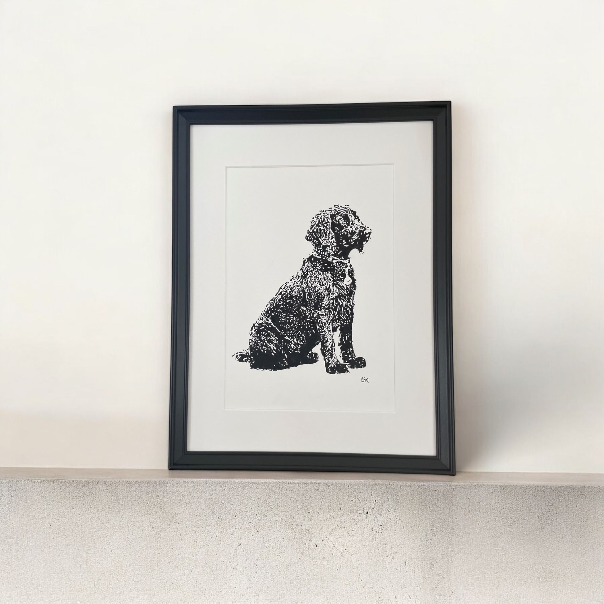 A4 Working Cocker Spaniel sitting side profile