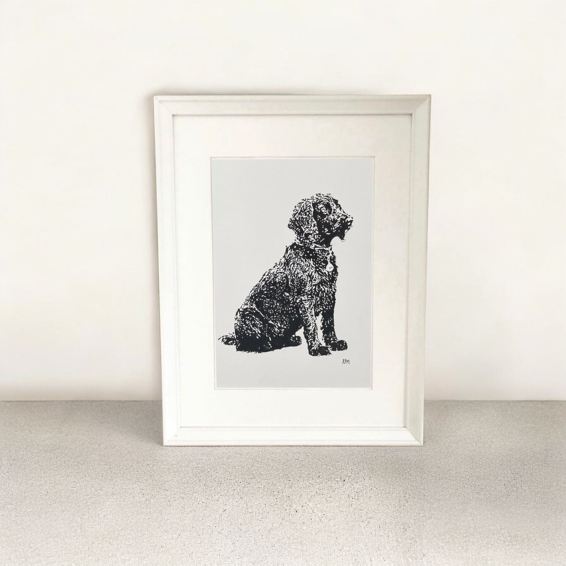 A4 Working Cocker Spaniel sitting side profile