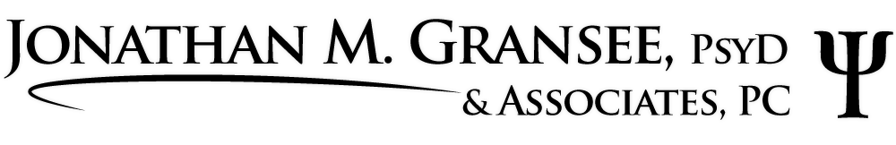Jonathan M. Gransee, PsyD & Associates, PC logo with black text and a purple psi symbol