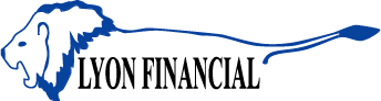 Logo for Lyon Financial featuring a blue lion and text.