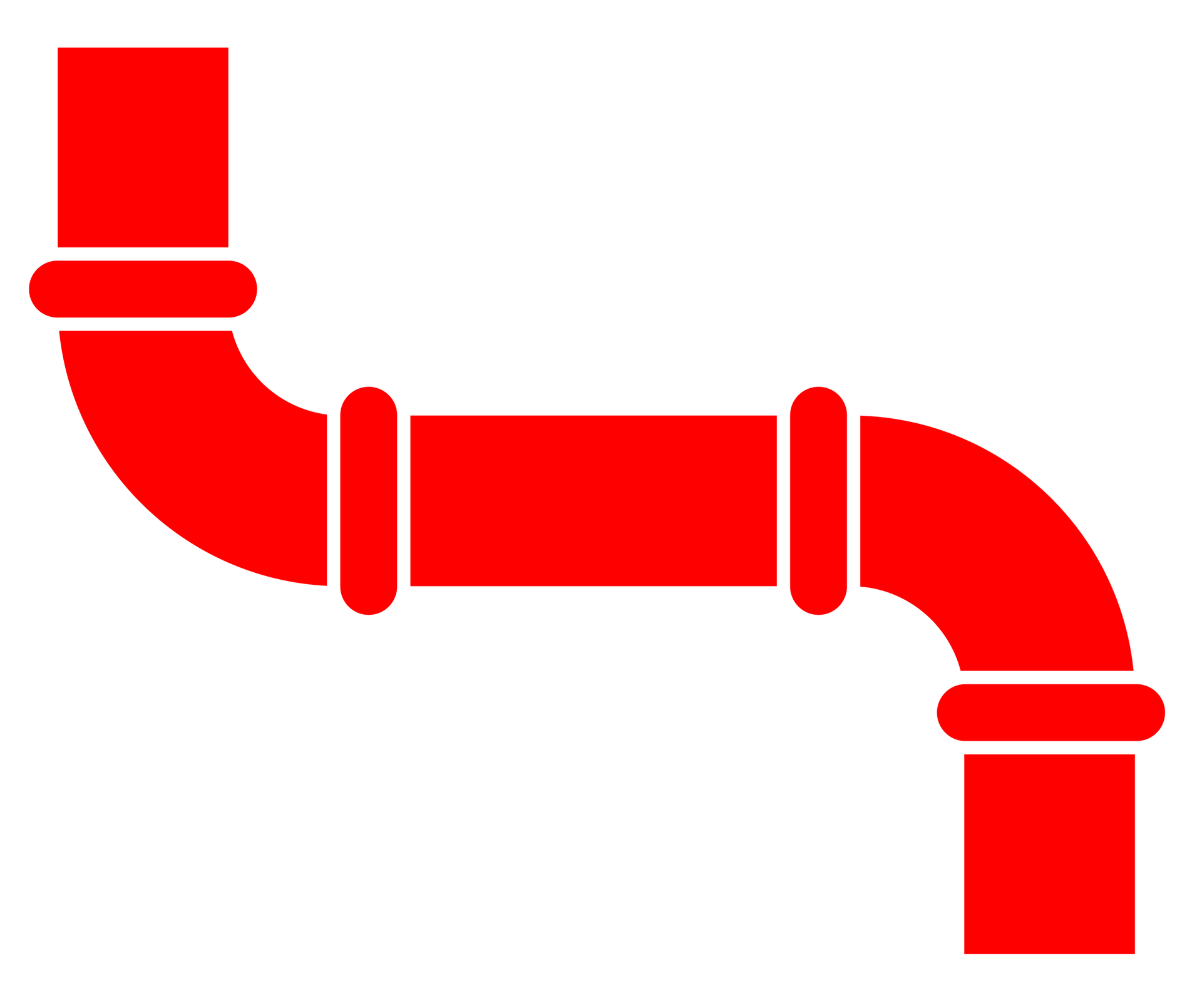 Red pipe icon on a white background