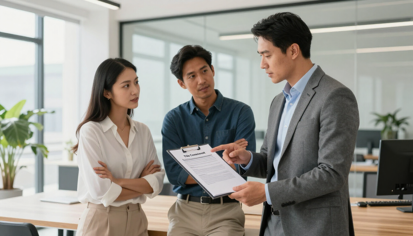 Real estate agent explaining documents