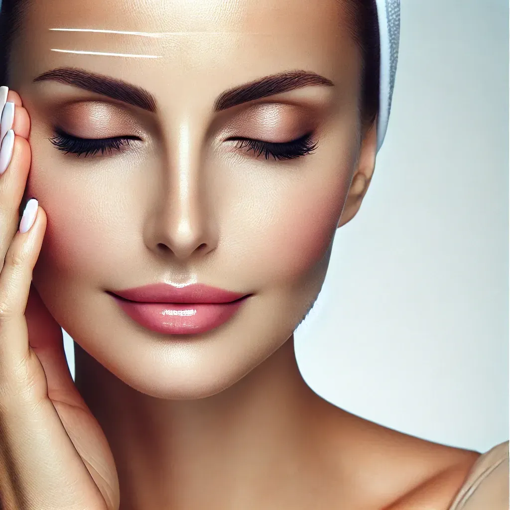 A close up of a woman 's face with her eyes closed