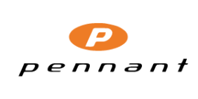 A pennant logo on a white background