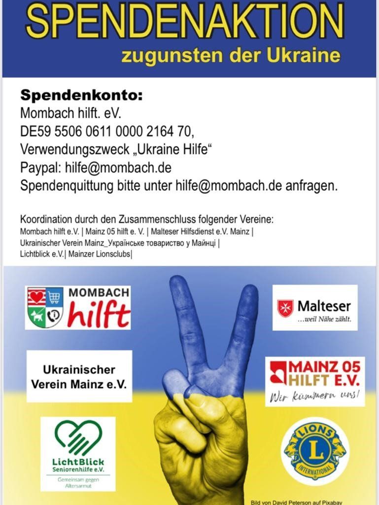 A poster that says spendenaktion zugunsten der ukraine