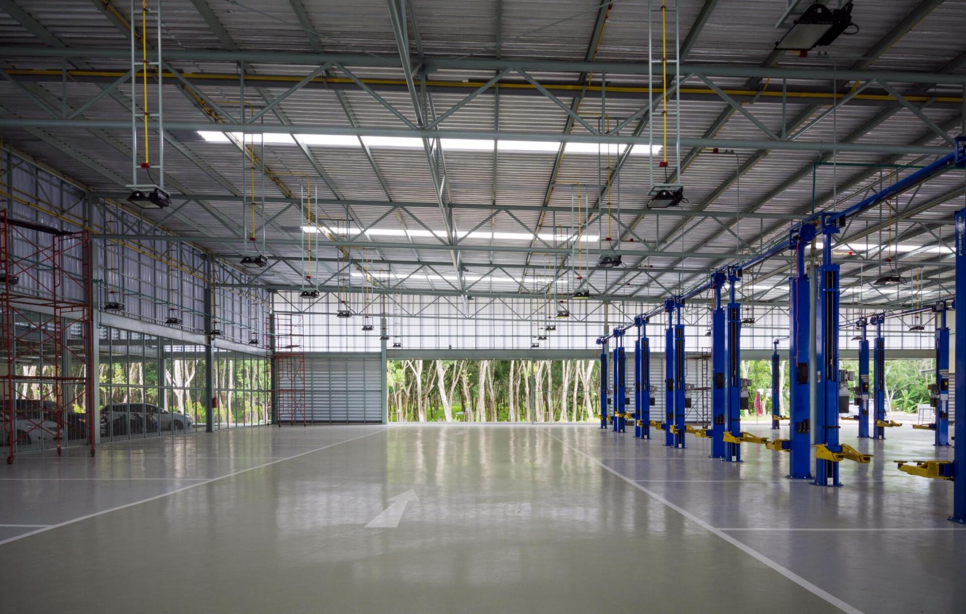 a garage with floor epoxy