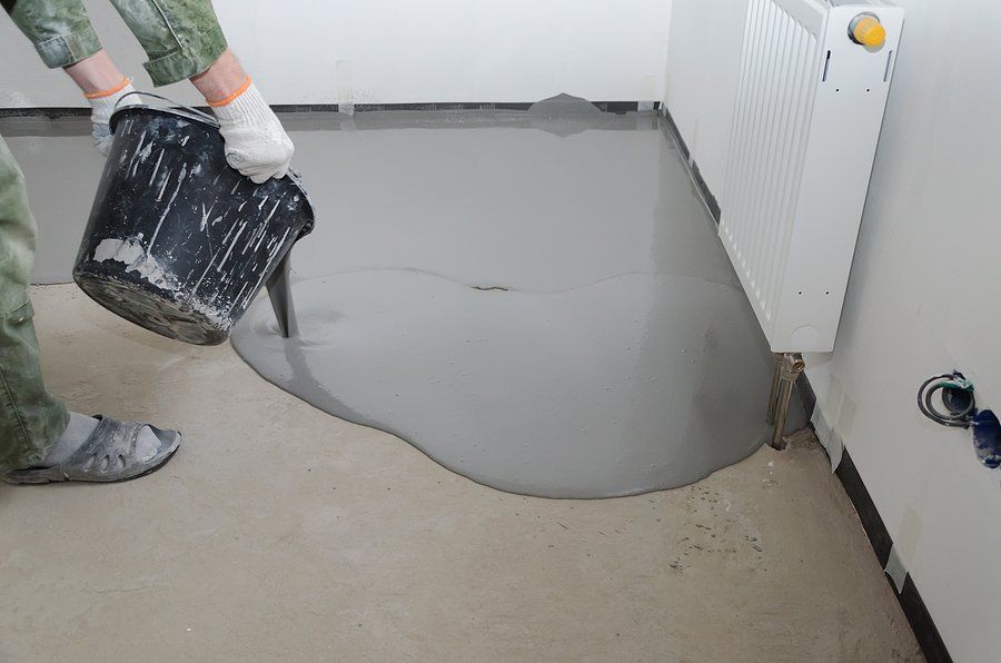 a floor epoxy under installation