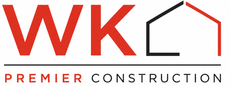 WK Premier Construction logo in red, black, and orange with a house roof outline