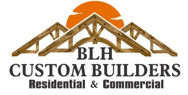 A logo for blh custom builders residential and commercial