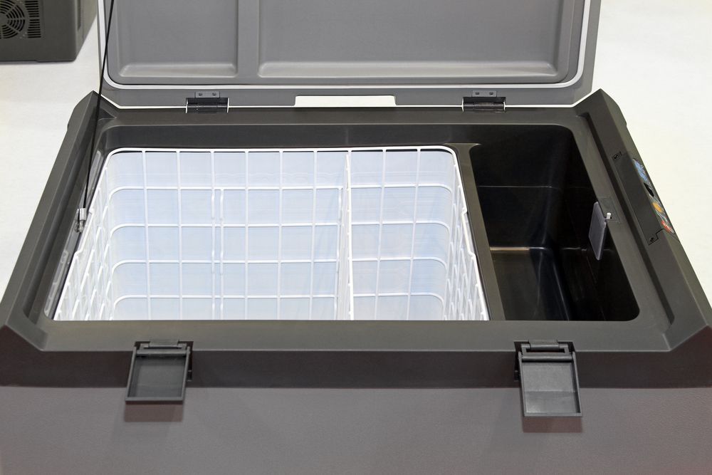 Open Portable Refrigerator with A Wire Basket Inside — Lakeside Gas Fridges In Maitland, NSW
