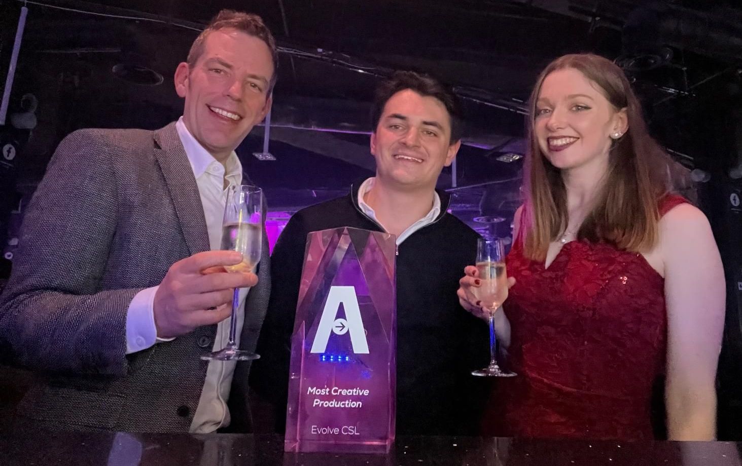 The Evolve team celebrate winning Most Creative Production