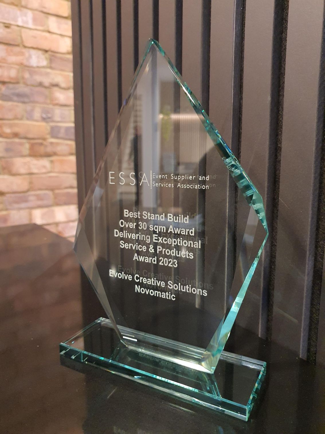A glass trophy for stand design from ESSA