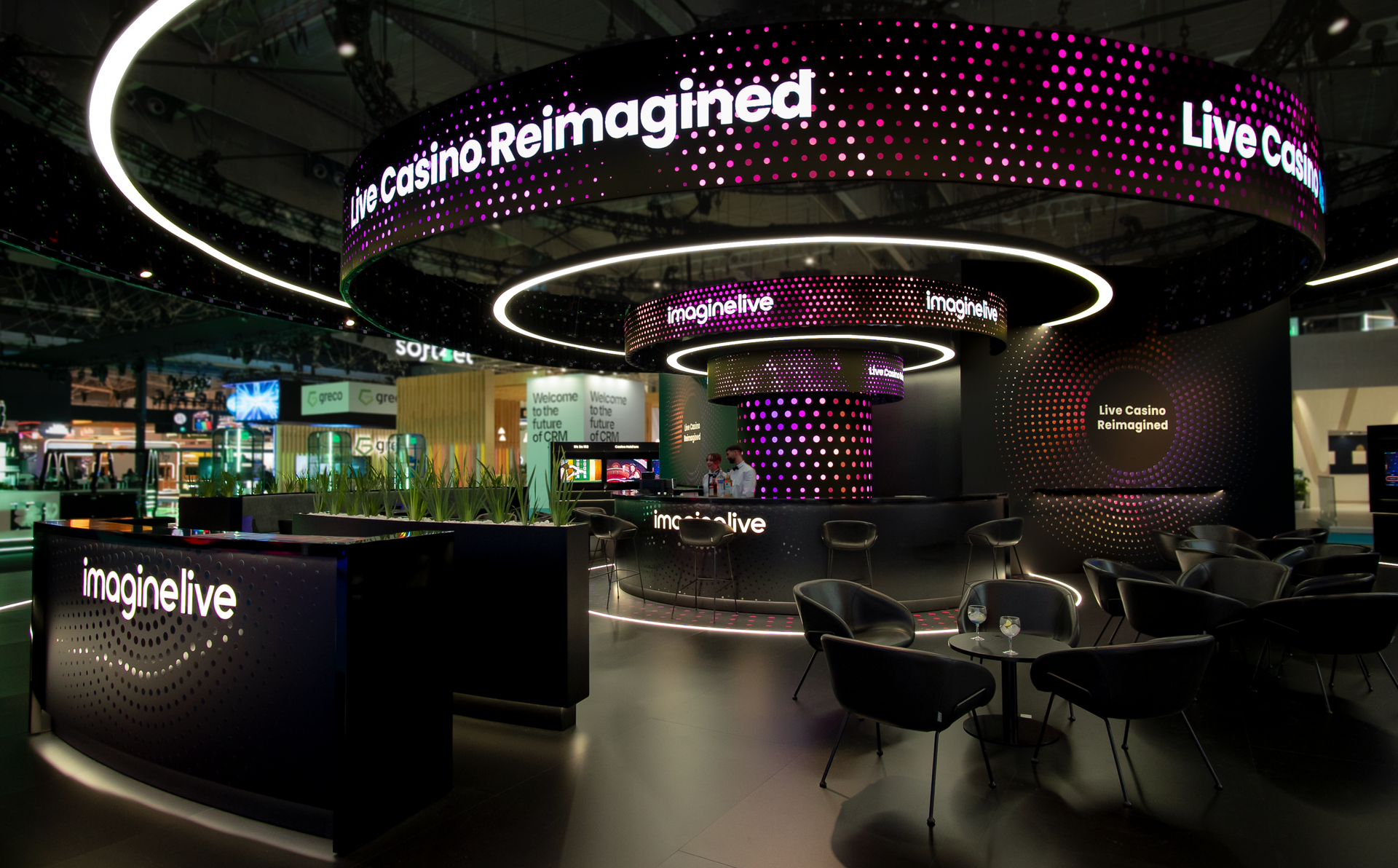 A photograph of the Imagine Live stand at ICE 2025 in Barcelona