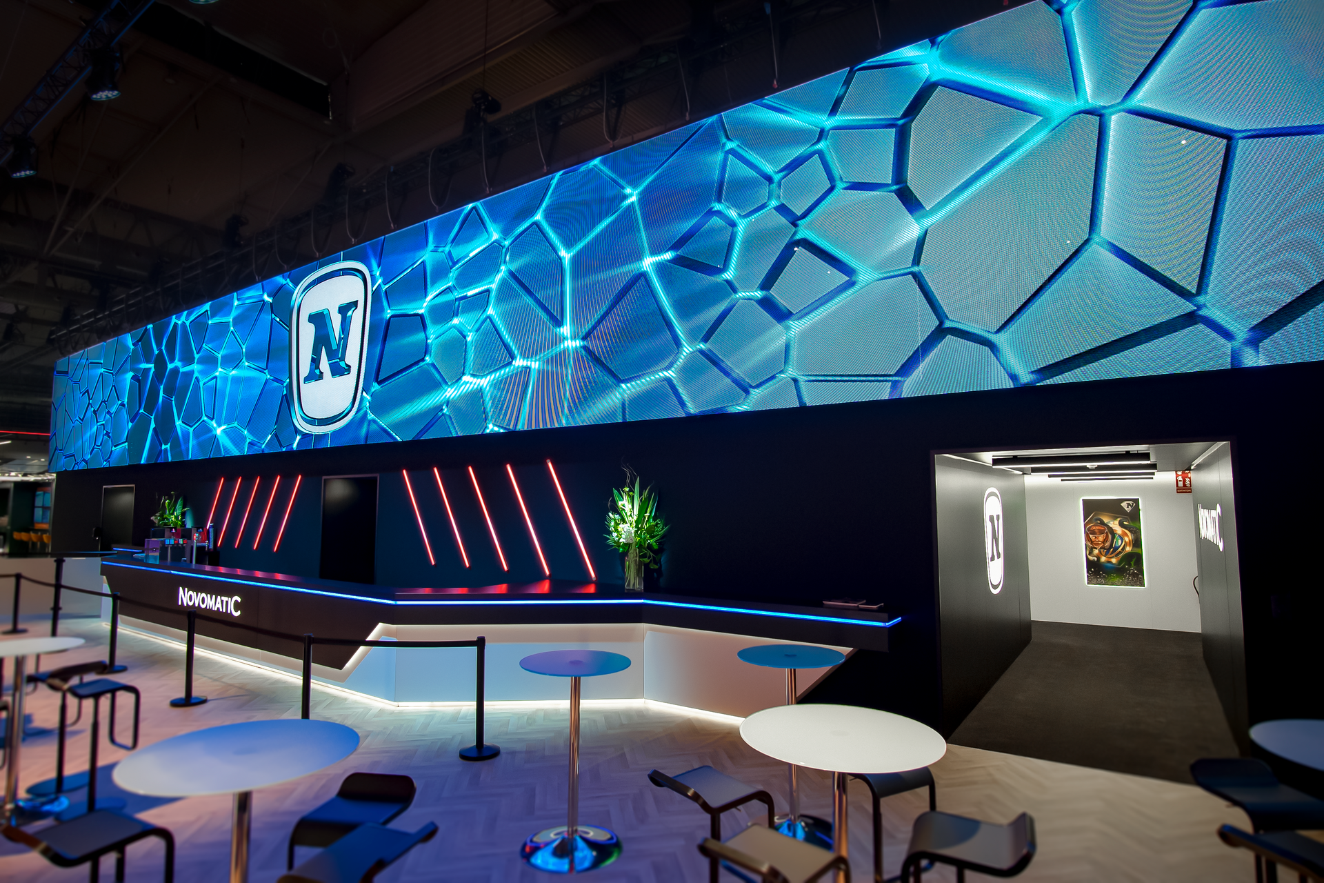 Novomatic booth at ICE 2025, designed and built by Evolve Creative Solution ltd
