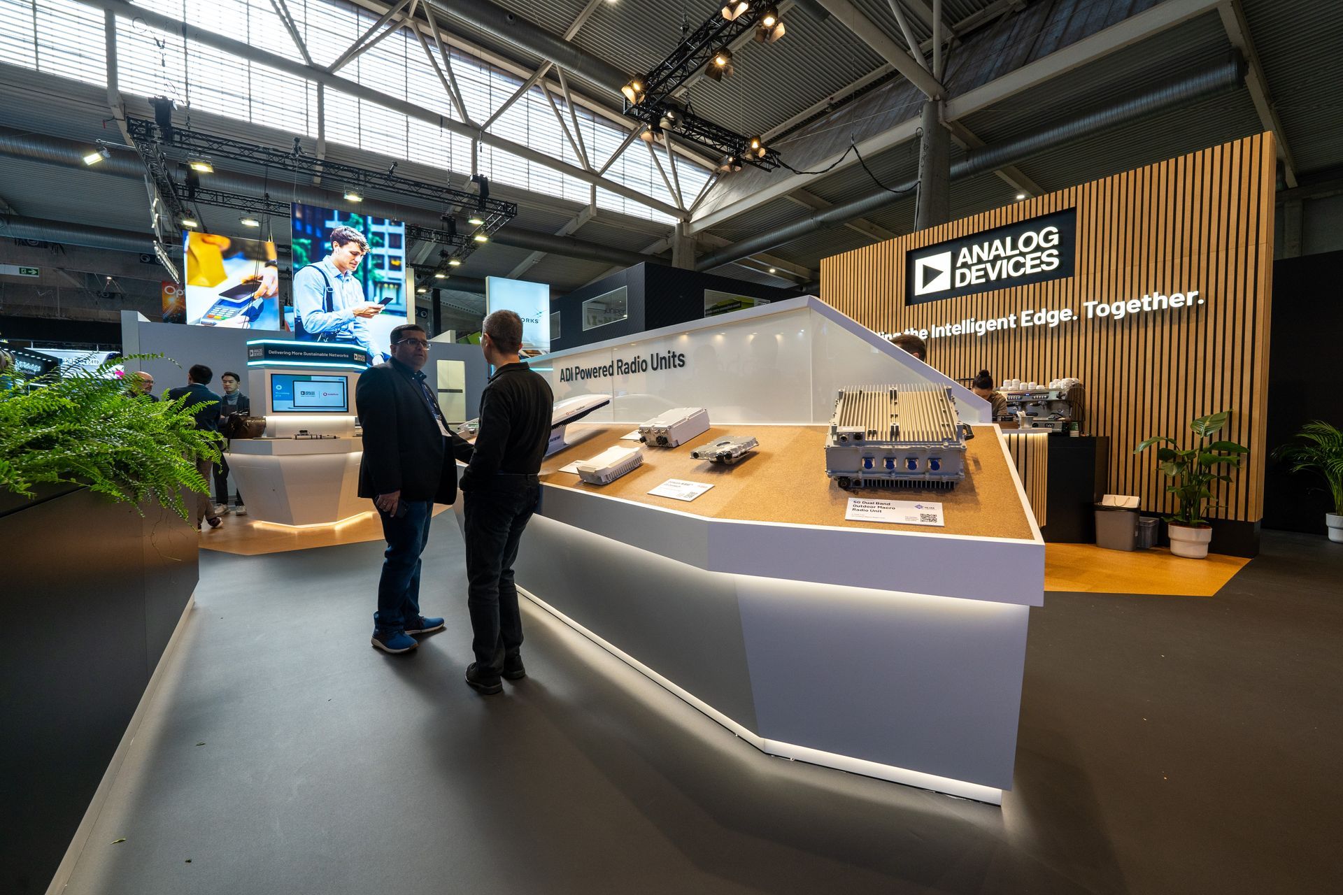 A photograph of the Analog Devices booth at MWC Barcelona