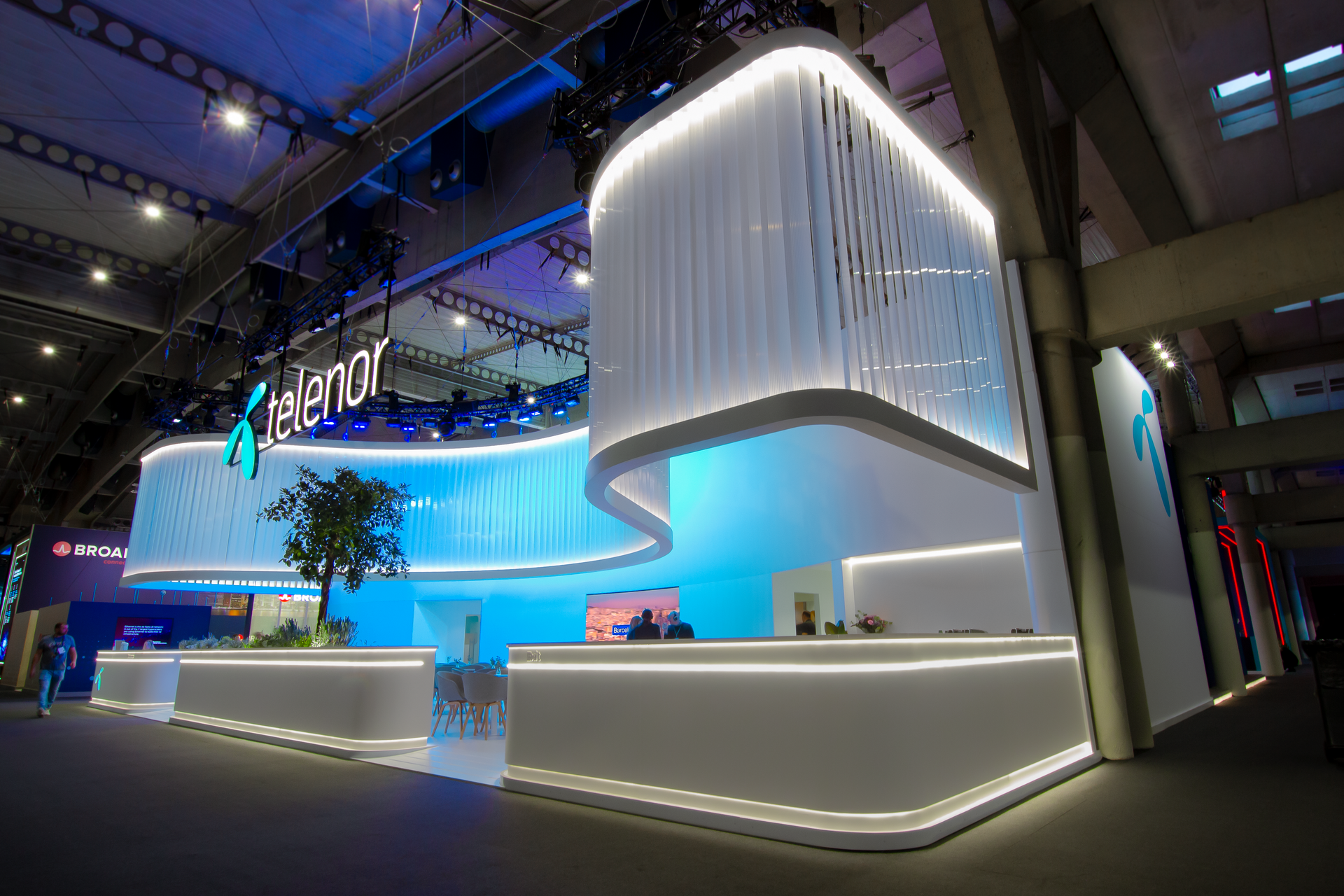 Telenor booth at MWC 2025. Side view.