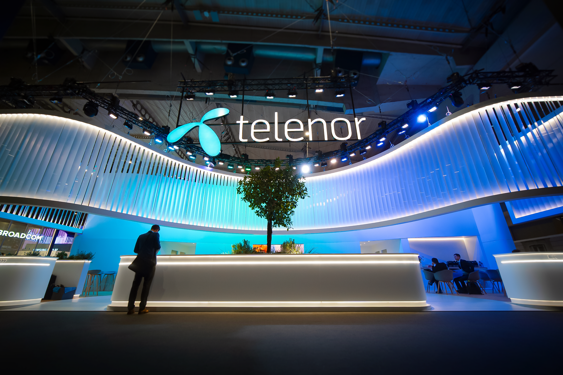 Telenor booth at MWC 2025. Front view.