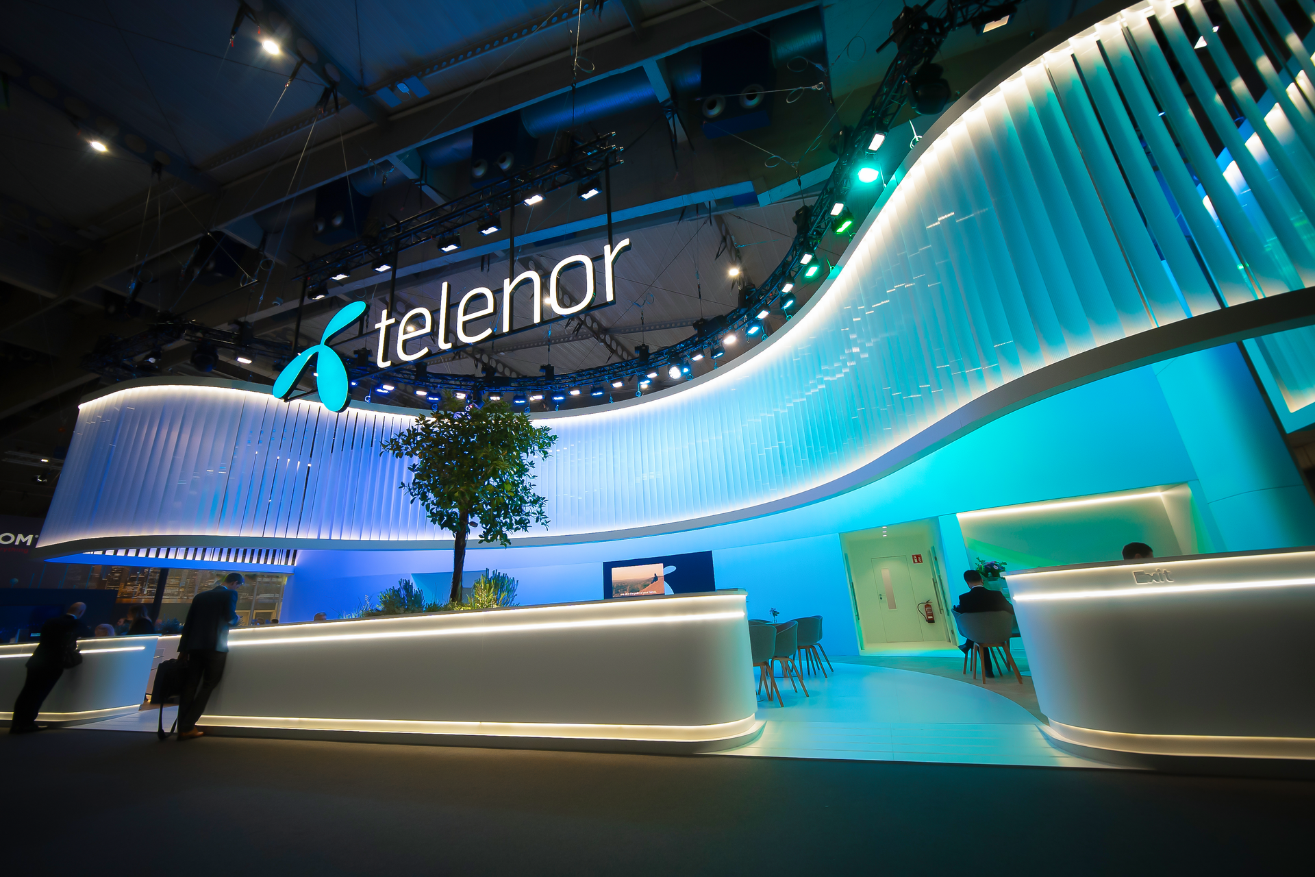Telenor booth at MWC 2025. Front view.
