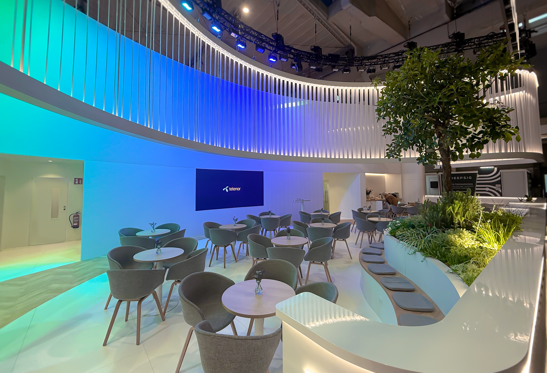 Telenor booth at MWC 2025. Interior view.