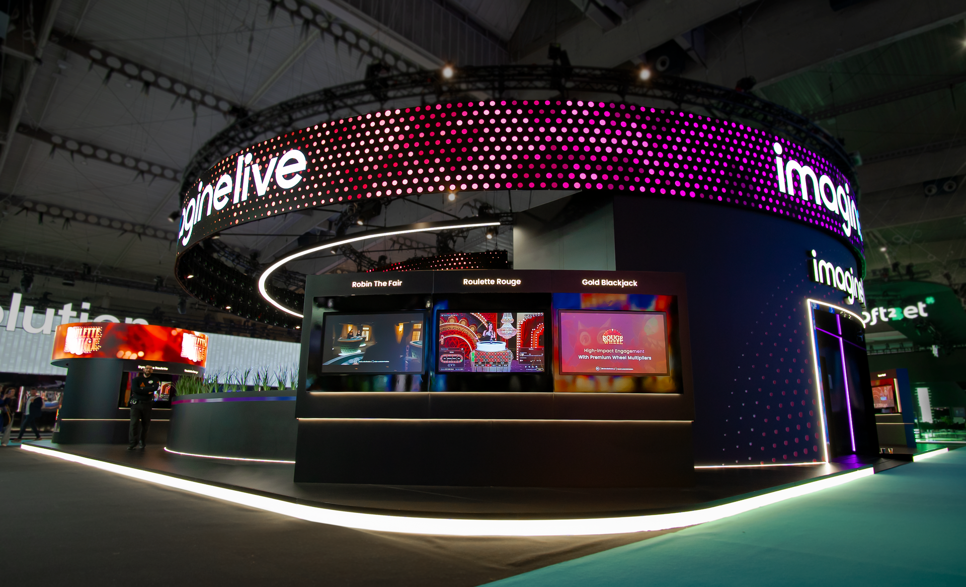 A photograph of the Imagine Live stand at ICE 2025 in Barcelona