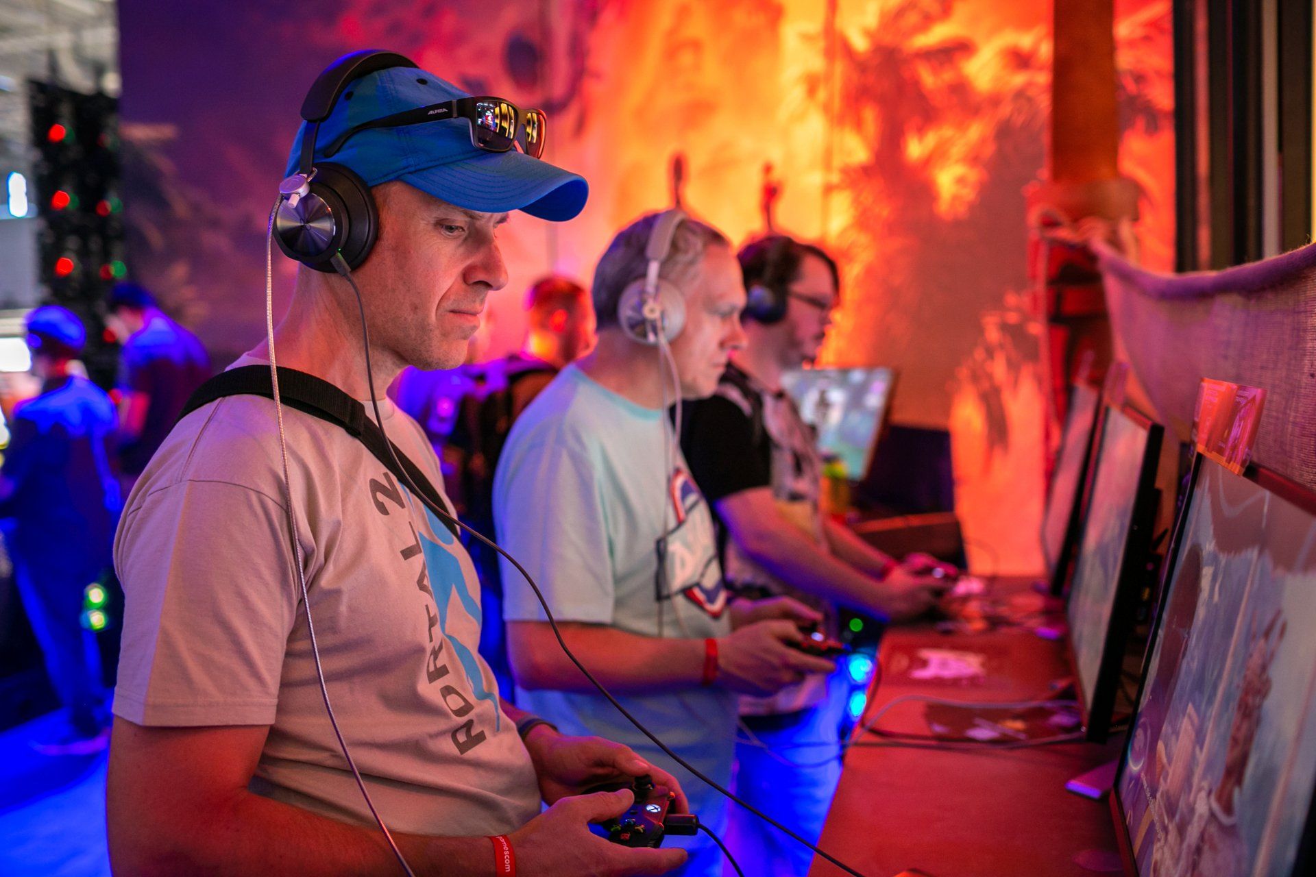 Gamers playing demo at Gamescom