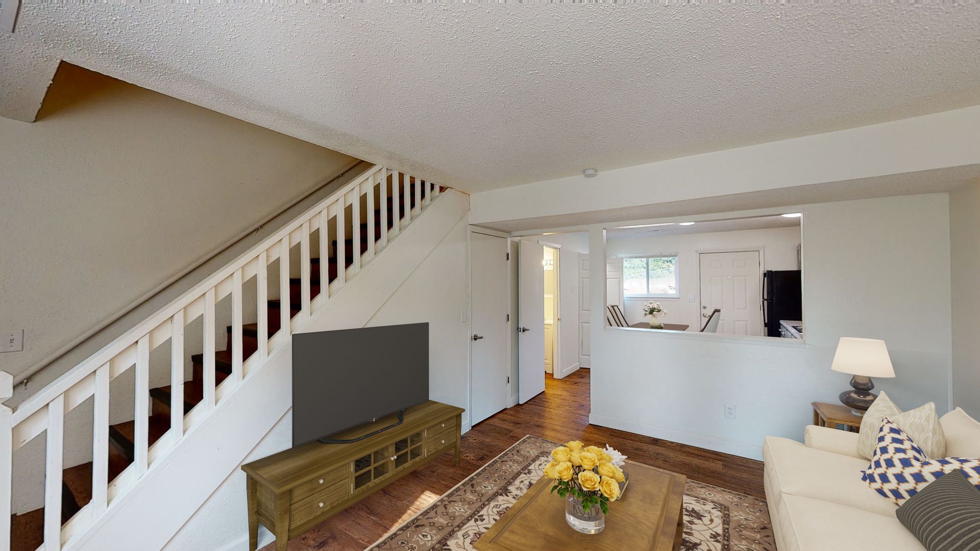 Stairs and living room
