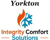 Yorkton Integrity Comfort Solutions logo with orange flame and blue snowflake icon