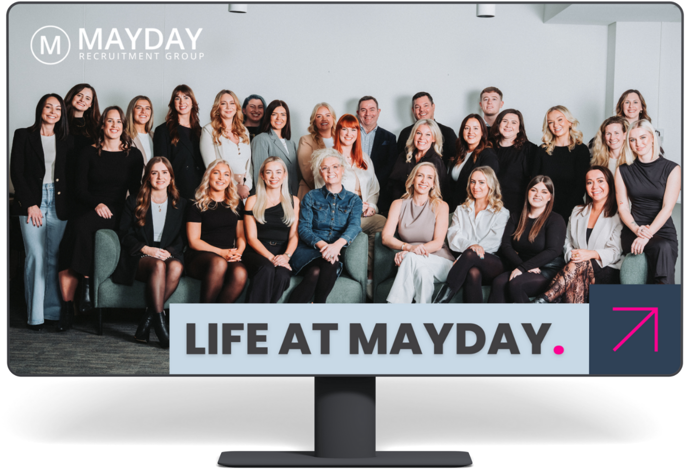 Group of people from Mayday Home Sales, text overlay