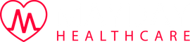 Red heart symbol with pulse line, &ldquo;HEALTHCARE&rdquo; text.