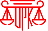 Red scales of justice icon with balanced pans