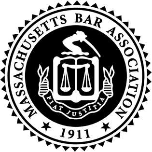 Massachusetts Bar Association seal: Scales of justice, sword, motto